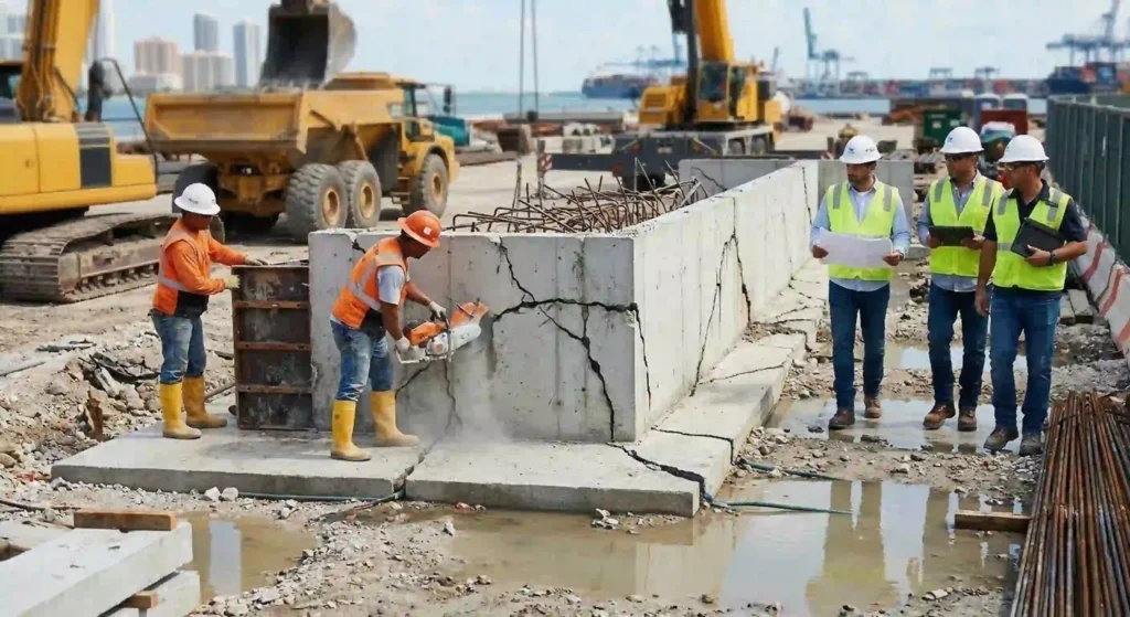 foundation cracks or water pooling