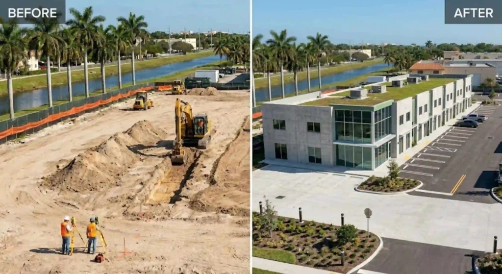 Beforeafter construction site comparison