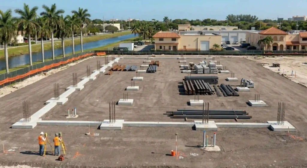 Fully prepared construction site ready for building