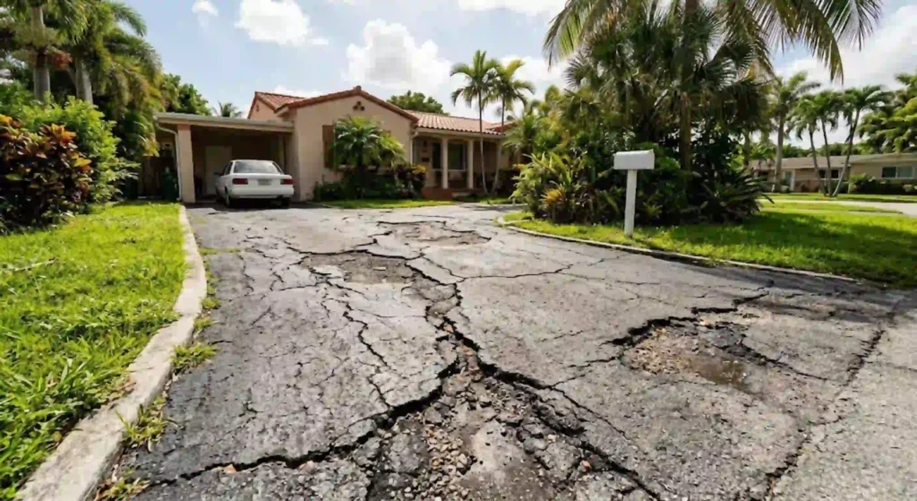 cracked asphalt driveway in Miami