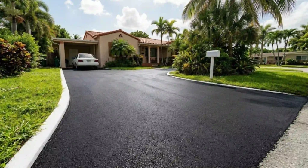 freshly paved smooth driveway or parking lot
